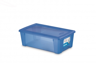 Cutie cu capac pentru depozitare albastra M, 1 buc., HOME - obiecte din masă plastică pentru casă, 