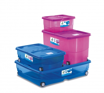 "Rollbox" Cutie pentru depozitare roz cu rotile XXL, 1 buc, HOME - obiecte din masă plastică pentru casă, 