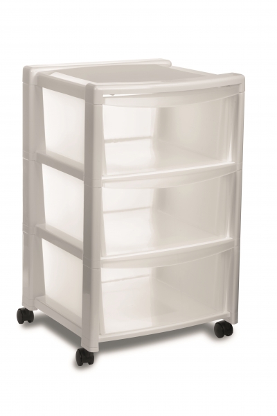 "Libera 3" Plastic drawers white, 3 levels 40x40cm h63cm, 1 pcs., HOME - obiecte din masă plastică pentru casă, 
